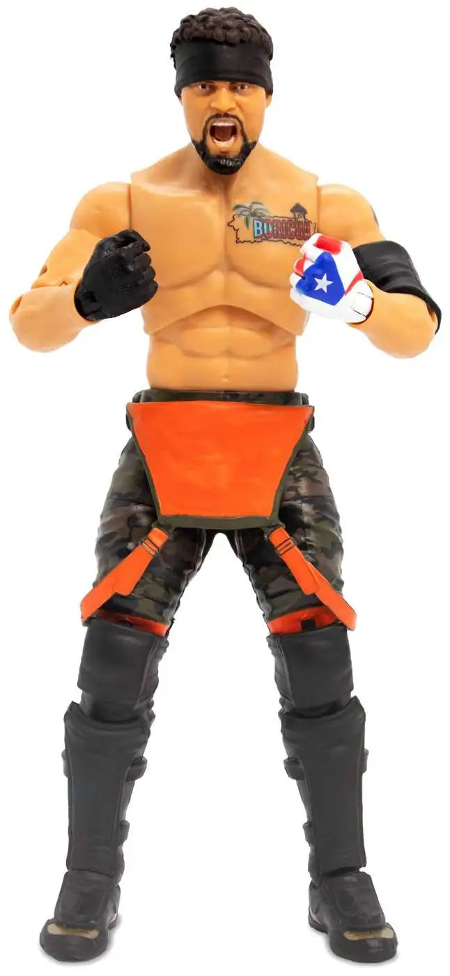 Jazwares AEW Unmatched Series Santana action figure in Proud & Powerful ring gear - 25 points of articulation