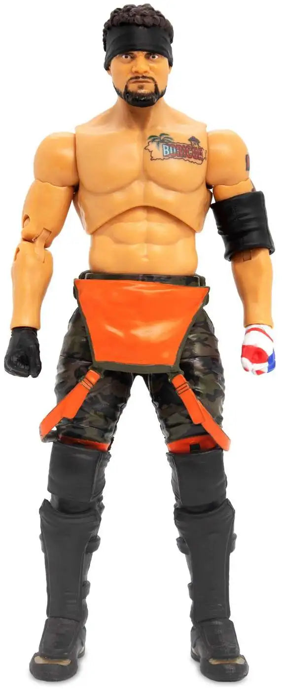 Jazwares AEW Unmatched Series Santana action figure in Proud & Powerful ring gear - 25 points of articulation