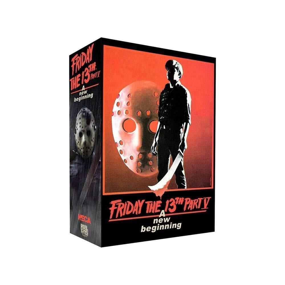 NECA Friday the 13th Part 5 Roy Burns Ultimate Jason 18cm Action Figure with interchangeable heads, machete, and pitchfork – highly detailed horror collectible
