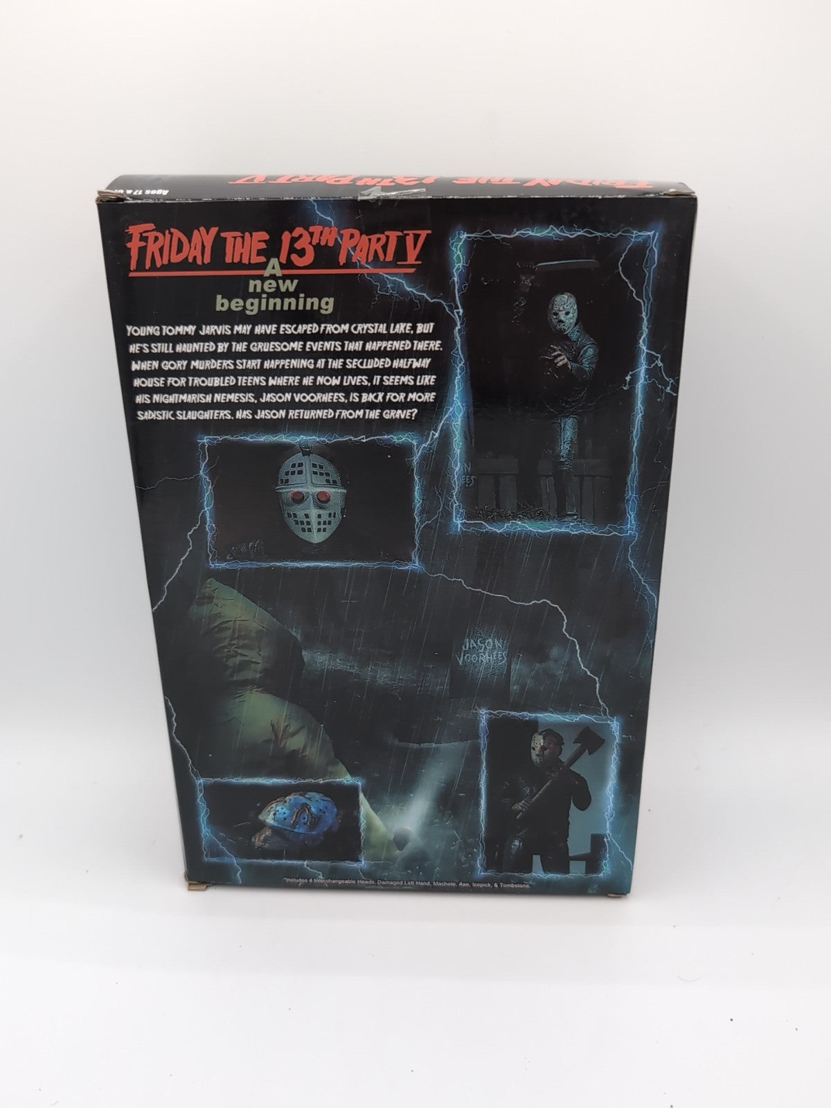 NECA Friday the 13th Part 5 Roy Burns Ultimate Jason 18cm Action Figure with interchangeable heads, machete, and pitchfork – highly detailed horror collectible