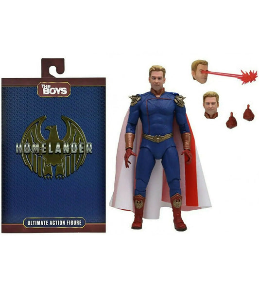 "NECA Homelander Ultimate action figure, front view, displaying detailed costume and cape.