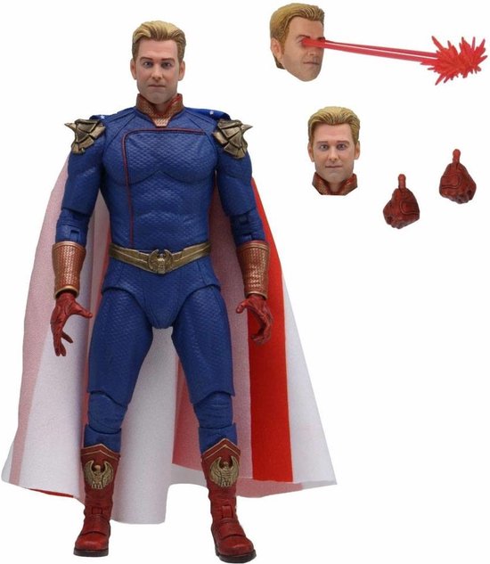 "NECA Homelander Ultimate action figure, front view, displaying detailed costume and cape.