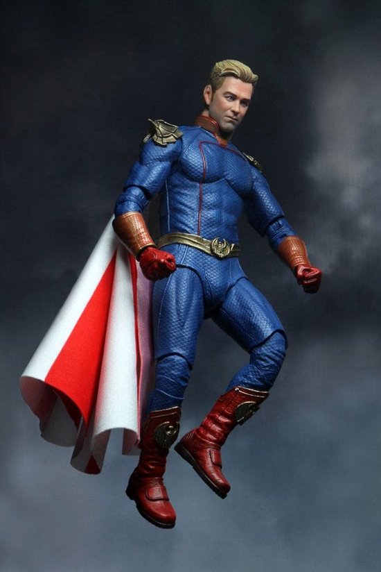 "NECA Homelander Ultimate action figure, front view, displaying detailed costume and cape.