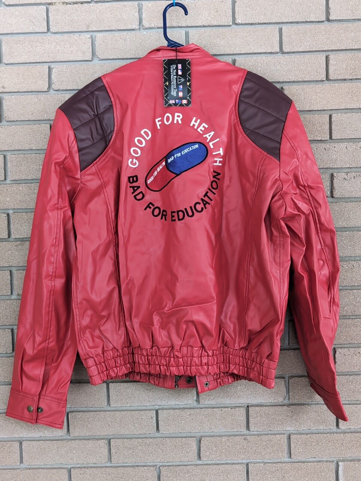 Veste en cuir rouge Akira « Capsule : bonne pour la santé, mauvaise pour l'éducation » - Anime 3XL
